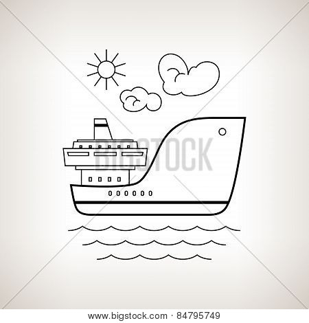Silhouette  Cargo Ship On A Light Background