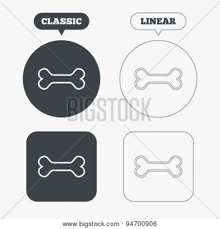 Dog bone sign icon. Pets food symbol.