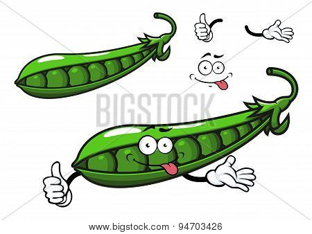 Fresh green pea pod character