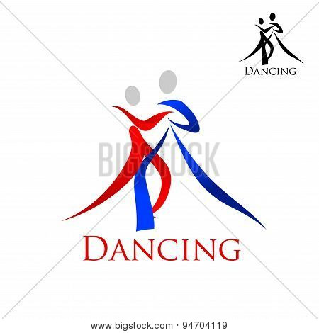 Sports emblem with dancing people silhouettes