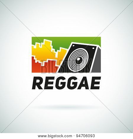 Reggae music equalizer sound logo emblem vector design. Positive dub illustration