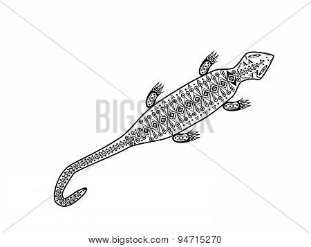 graphic lizard ethnic style black white animal