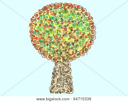 Colorful Tree pattern spiral decorative foliage