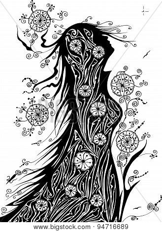 dancing girl on a white wind