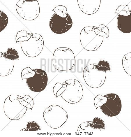 Seamless Pattern With Apples On The White Background