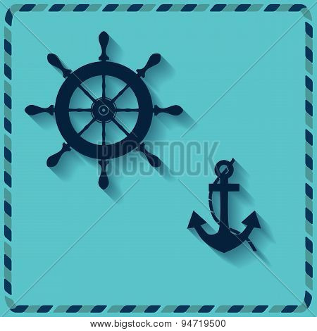 Nautical Wheel And Anchor