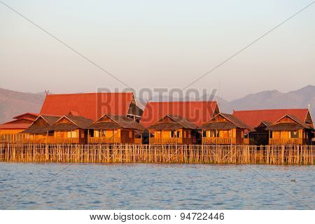 Floating Village House In Inle Lake, Myanmar