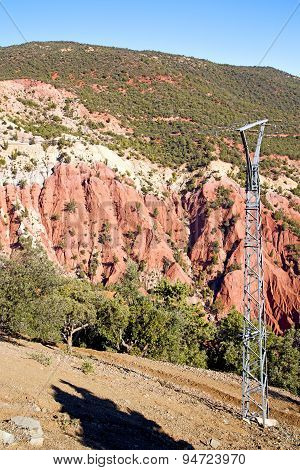 The    Dades Valley In Atlas Electrical Line Red