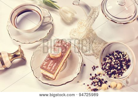 Tiramisu Cake On Beautifully Deocorated Table