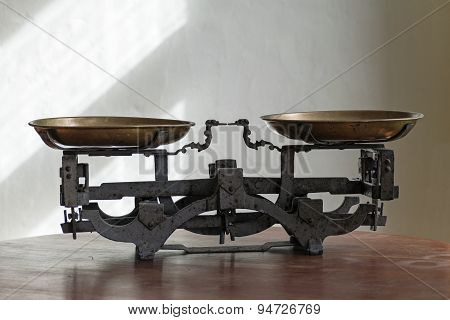 Old Weight Balance Scale Made Of Metal