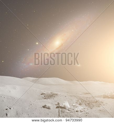 Andromeda galaxy as seen from a distant planets surface.
