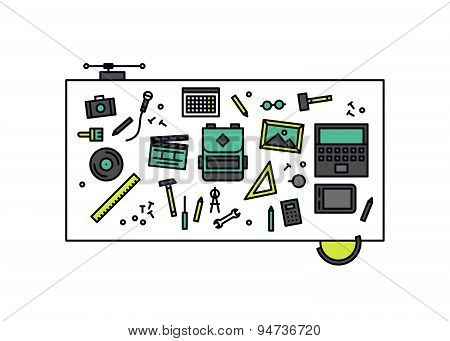 Workshop Desk Line Style Illustration