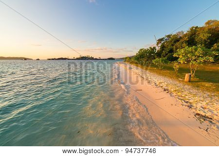 Golden Sunrise On Desert Exotic Beach