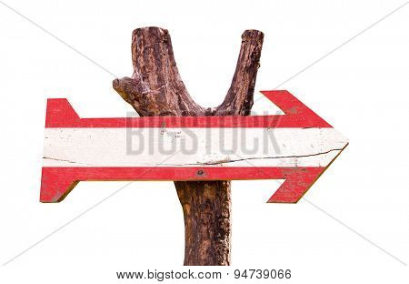 Austria flag wooden sign isolated on white background