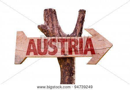 Austria wooden sign isolated on white background