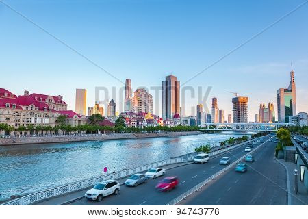 Tianjin Haihe River At Dusk