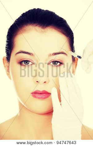 Cosmetic botox injection in the female face