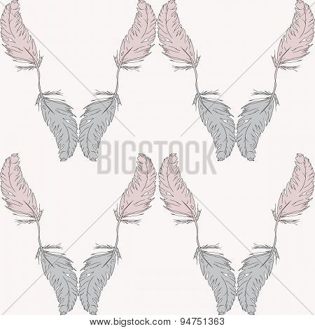 Seamless Pattern Of Feathers
