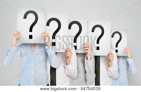 Group of anonym people hiding face