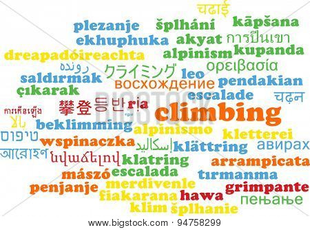 Background concept wordcloud multilanguage international many language illustration of climbing