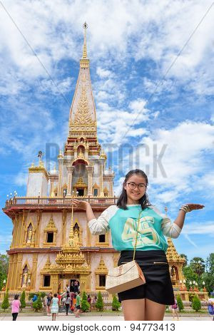 Asian Women Tourists In Temple