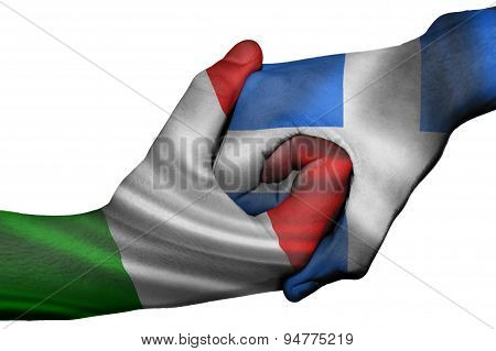 Handshake Between Italy And Greece
