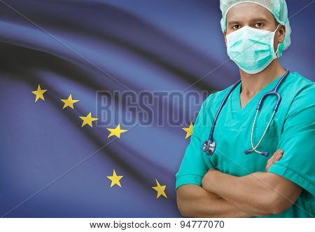 Surgeon With Us States Flags On Background Series - Alaska