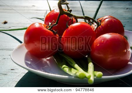 Fresh Tomatoes And Spring Onion