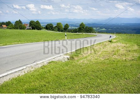An image of a winding road at the Hoher Peissenberg Bavaria Germany