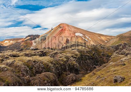 Brennisteinsalda mountain is one of the most beautiful and multicolored volcanos in the area of Landmannalaugar, but also in the whole Iceland. 