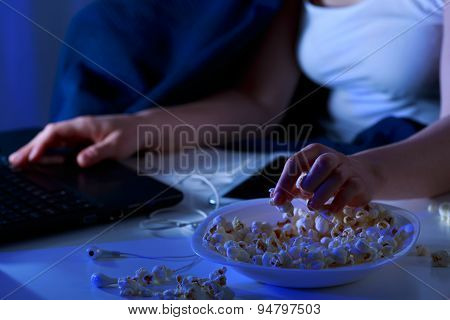 Girl And Night Snacks