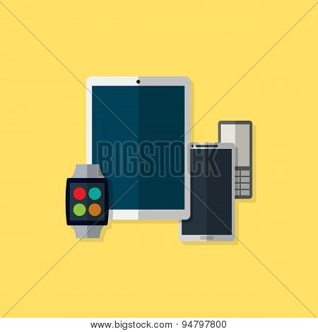 Vector illustration of gadget icons. Flat style.