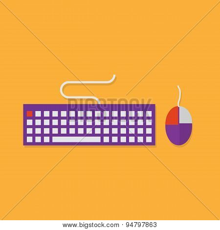 Flat icons of input devices. Keyboard and mouse