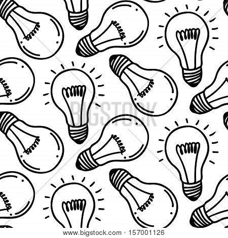 Lamp light bulb hand drawn seamless pattern design. Light bulbs icon. Concept of big ideas inspiration, innovation.  Isolated. Vector illustration.  Idea symbol. Vector. sketch. Hand-drawn doodle sign