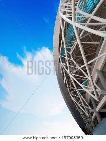 Blue sky and white clouds the stadium steel structure of the local.