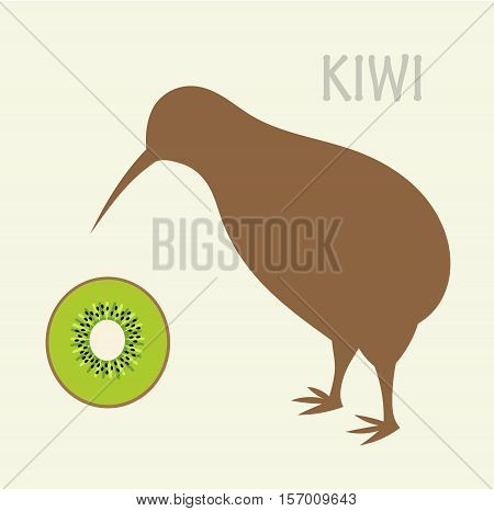 Kiwi bird and kiwi fruit - symbols of New Zealand