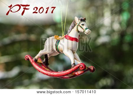 Pf 2017 - Rocking Horse, Closeup Of Christmas Tree