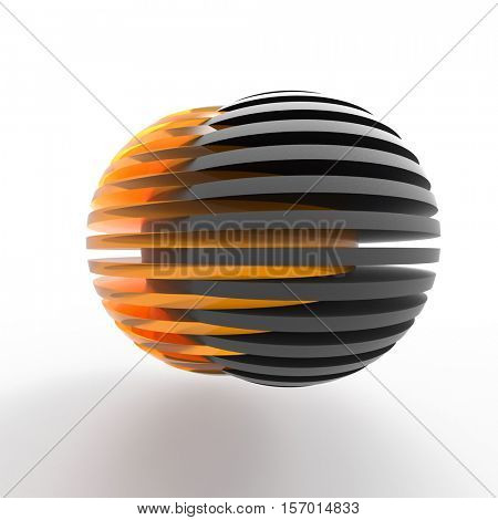 connecting sliced spheres, 3d illustration, 