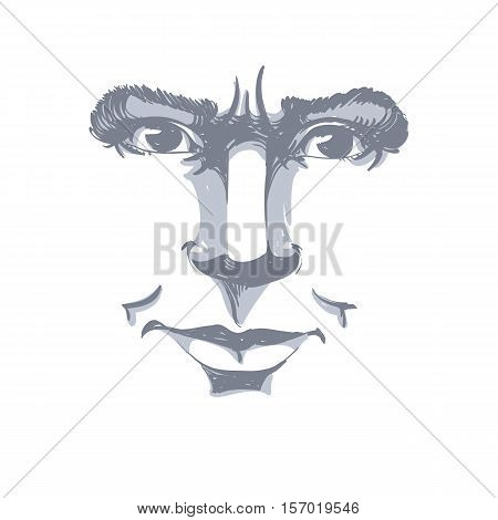 Hand-drawn Vector Illustration Of Irate Woman. Monochrome Image, Negative Expressions On Face Of You