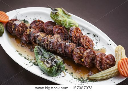 Portuguese spanish roast bbq grilled chourico chorizo spicy sausage tapas snack