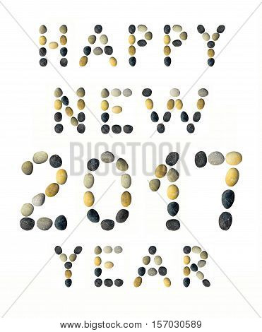 The original text for New 2017 Year made of sea pebbles.