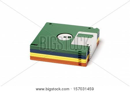 Stack of floppy disks isolated on white backgroun