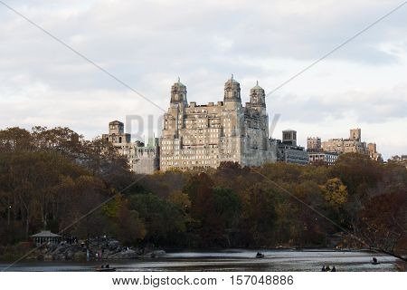 Autumn Colored Trees With Buildings Behind Them