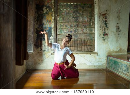 Woman Practicing Traditional Performing Arts of Thailand