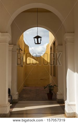 Colonial Patio In Havana, Cuba, Hall, Columns, Inside Building