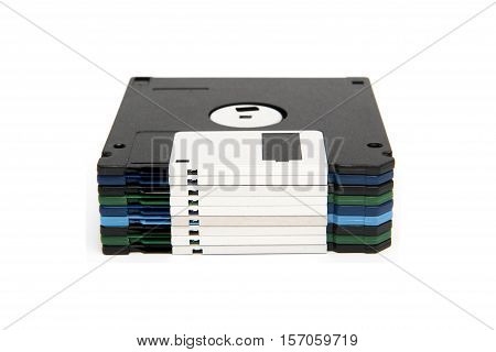 Stack Of All Colored Floppy Disks