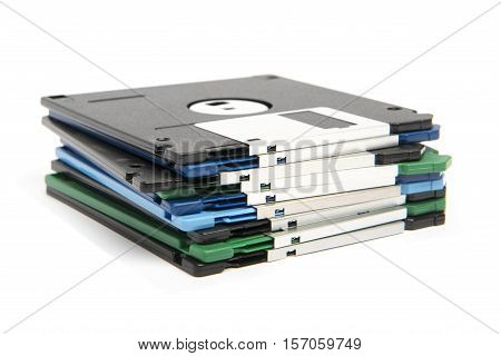 Stack Of All Colored Floppy Disks