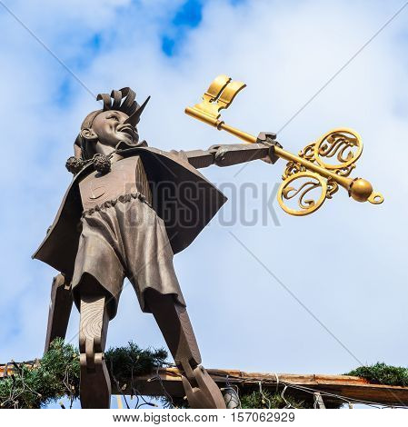 Kiev, Ukraine - September 23, 2016: Sculpture Of Buratino (pinocchio), Fairy Tale Character Of Alexe