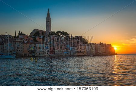 Old Town Of Rovinj At Sunset, Istrian Peninsula, Croatia