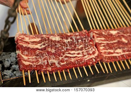 Delicious Kebabs Of Lamb Kebabs Cooked On Hot Coals